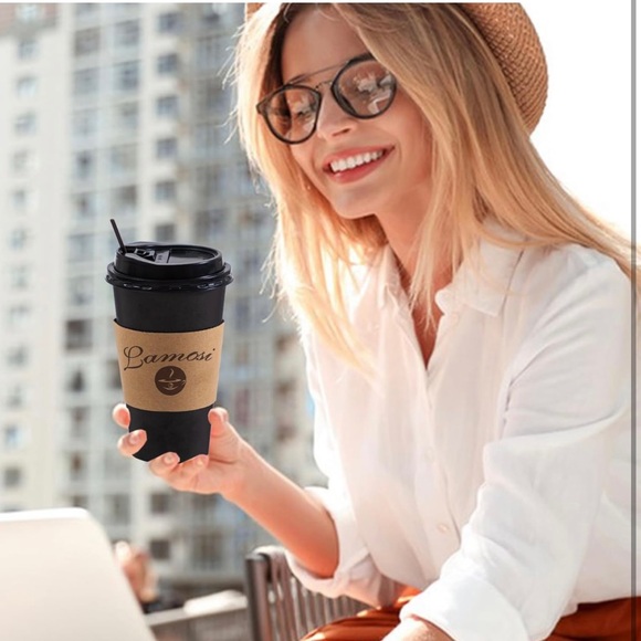 16OZ 50 Pack Coffee Cups, 16 Ounce To Go Cups with Lids, Stir Sticks and Sleeve - Picture 4 of 7